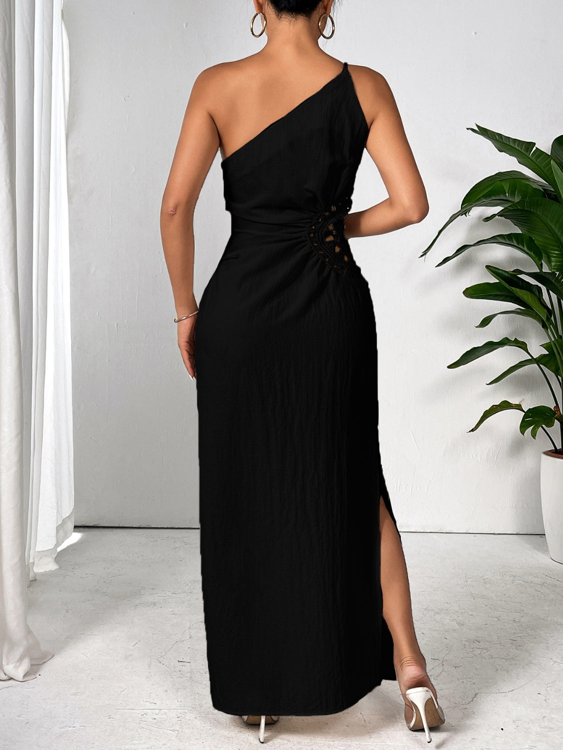 Slit One Shoulder Sleeveless Maxi Dress Sunset and Swim   