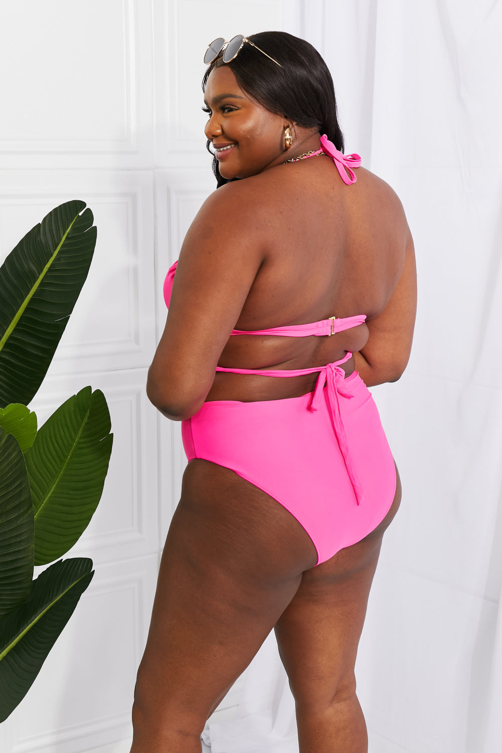 Marina West Swim Summer Splash Halter Bikini Set in Pink  Sunset and Swim   