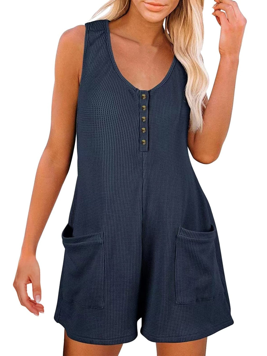 Sunset and Swim  Plus Size Pocketed Scoop Neck Sleeveless Romper Sunset and Swim   
