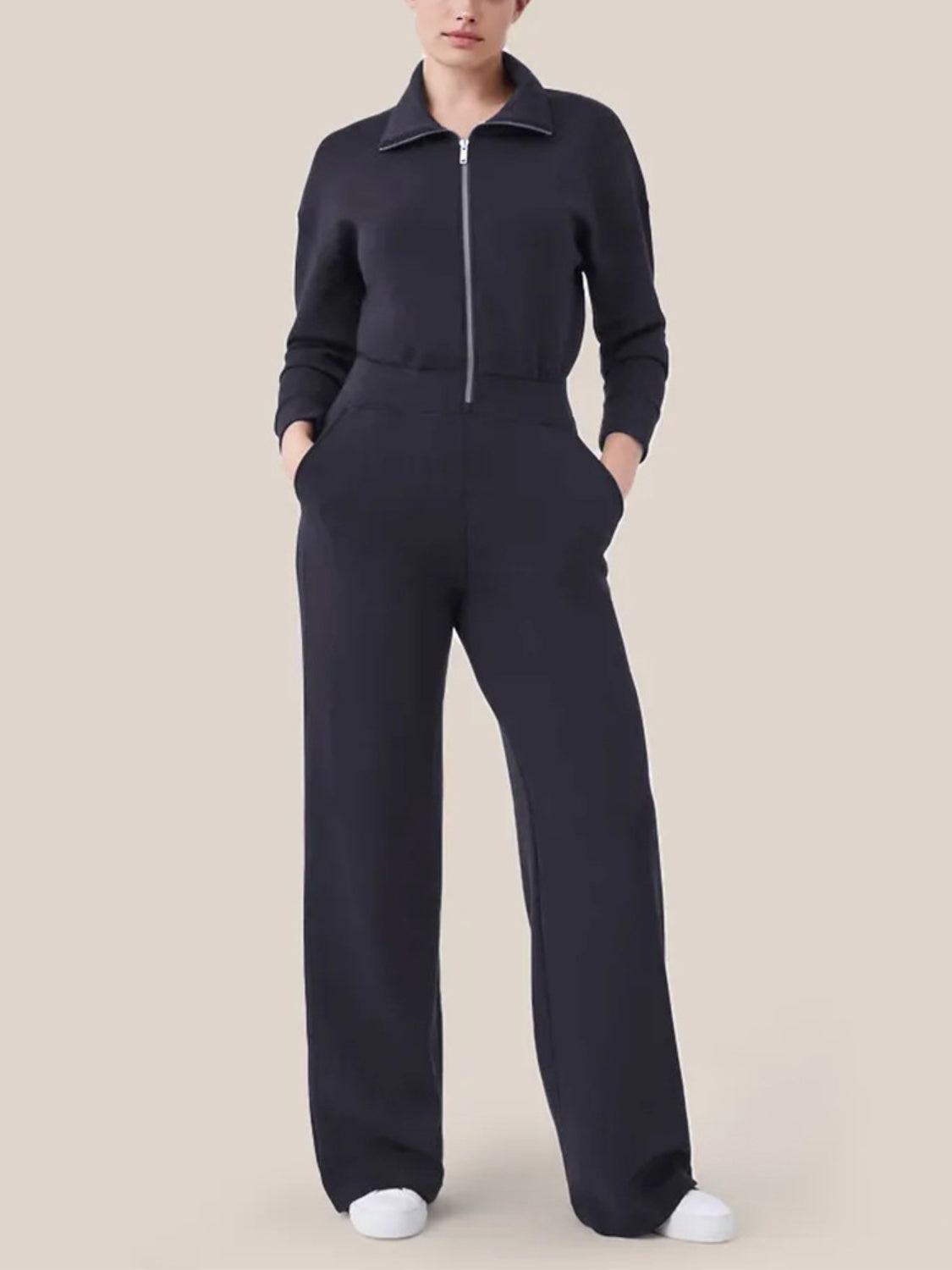 Sunset and Swim  Zip Up Long Sleeve Jumpsuit with Pockets  Sunset and Swim Navy XS 