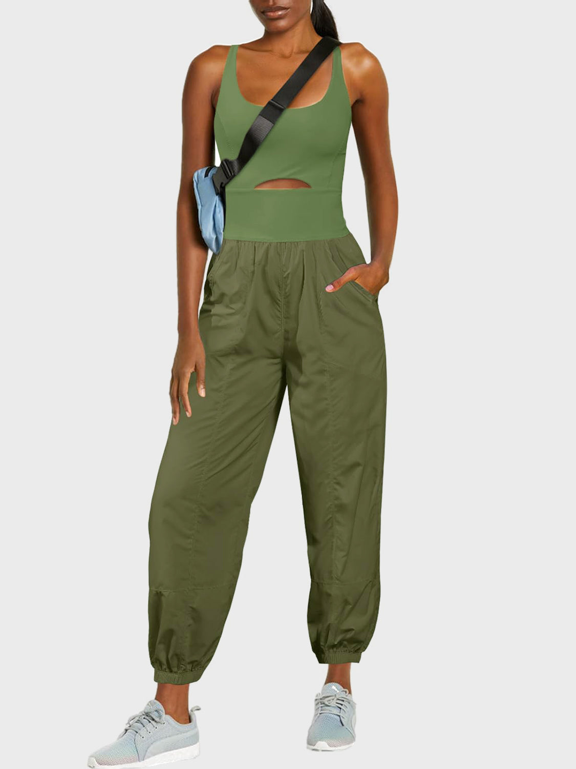 Sunset Vacation Cutout Scoop Neck Wide Strap Jumpsuit Sunset and Swim   