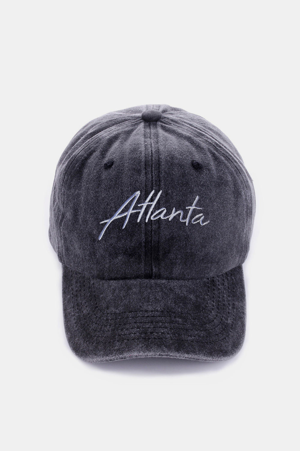 Zenana Washed ATLANTA Embroidered Baseball Cap Sunset and Swim Atlanta Black One Size 