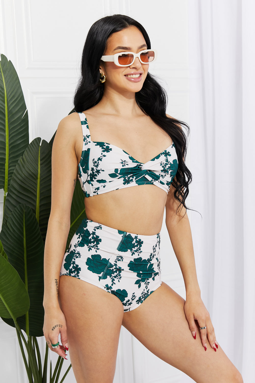 Marina West Swim Take A Dip Twist High-Rise Bikini in Forest  Sunset and Swim   