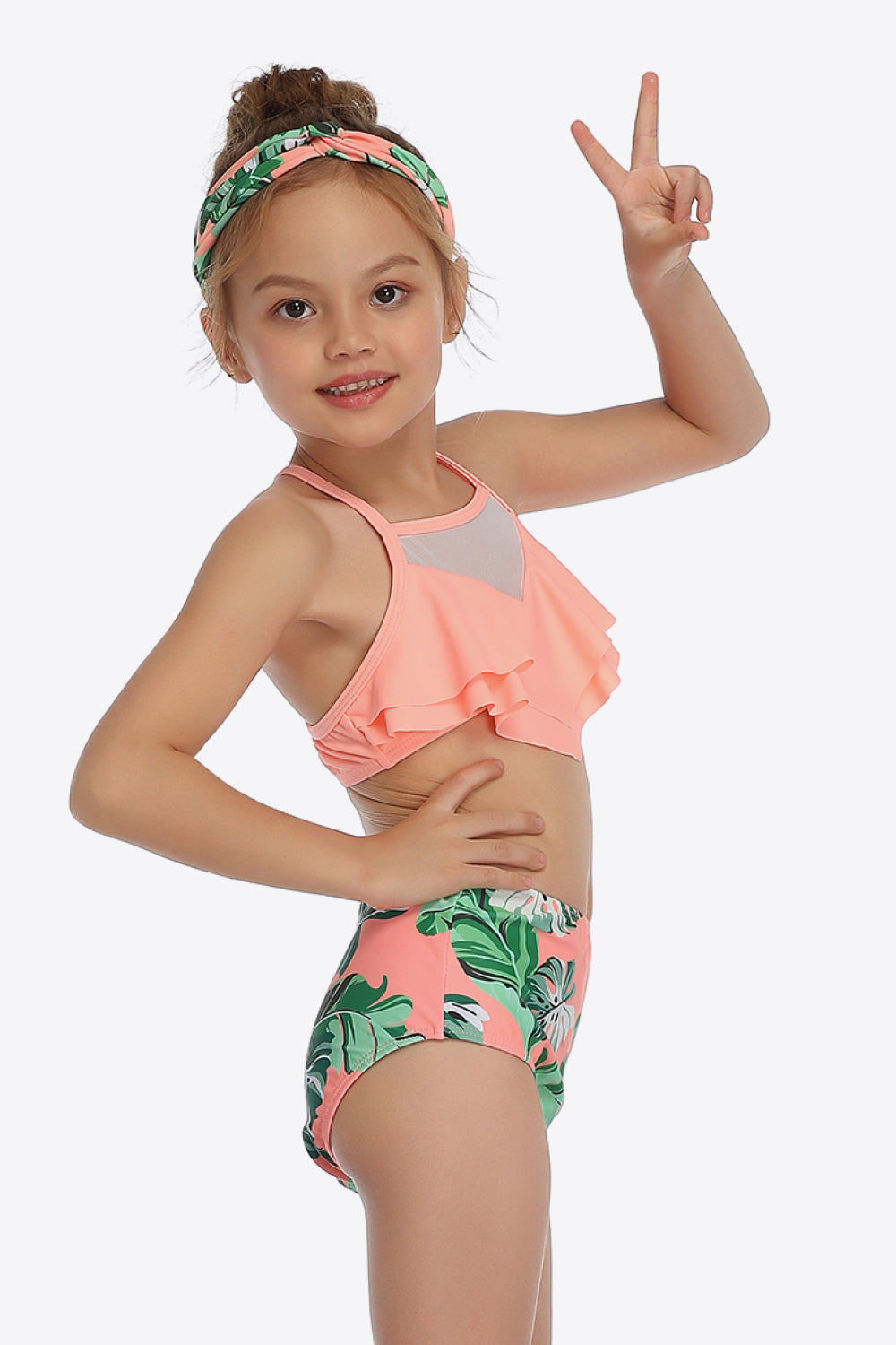 Sunset Vacation  Botanical Print Ruffled Two-Piece Swim Set I Kids Swimwear  Sunset and Swim   