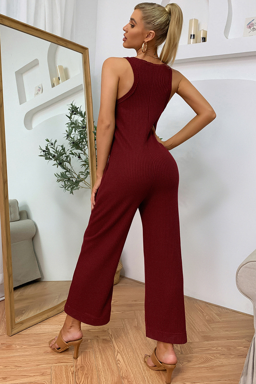 Sleeveless Straight Leg Jumpsuit  Sunset and Swim   