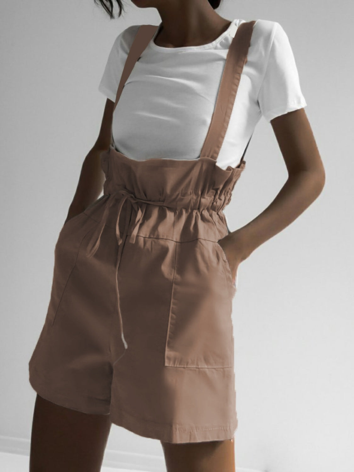 Drawstring Wide Strap Overalls with Pockets Sunset and Swim   