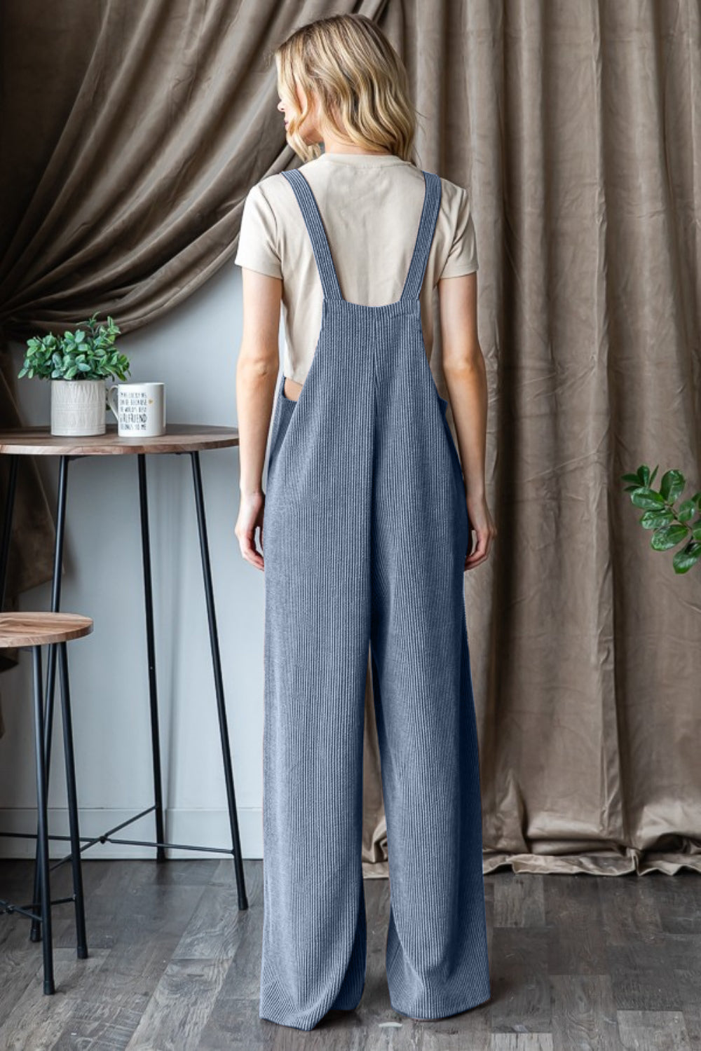 Heimish Full Size Ribbed Front Pocket Sleeveless Jumpsuit Sunset and Swim   