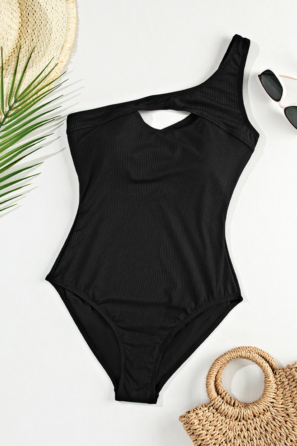 Cutout One Shoulder Sleeveless One-Piece Swimwear Sunset and Swim   