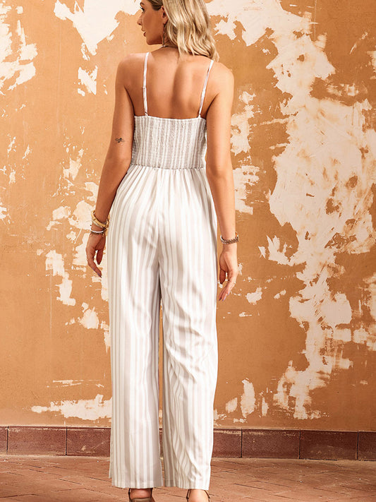 Sleeveless Tie Front Wide Leg Jumpsuit  Sunset and Swim   