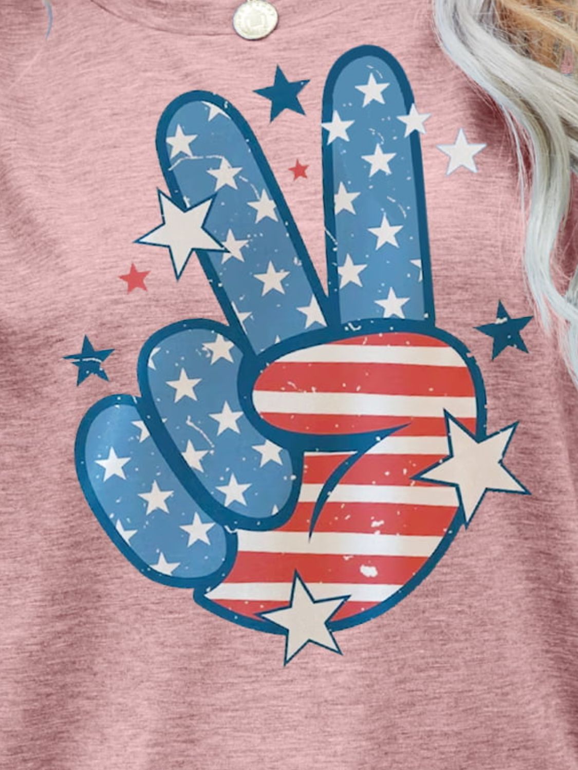 US Flag Peace Sign Hand Graphic Tee Sunset and Swim   