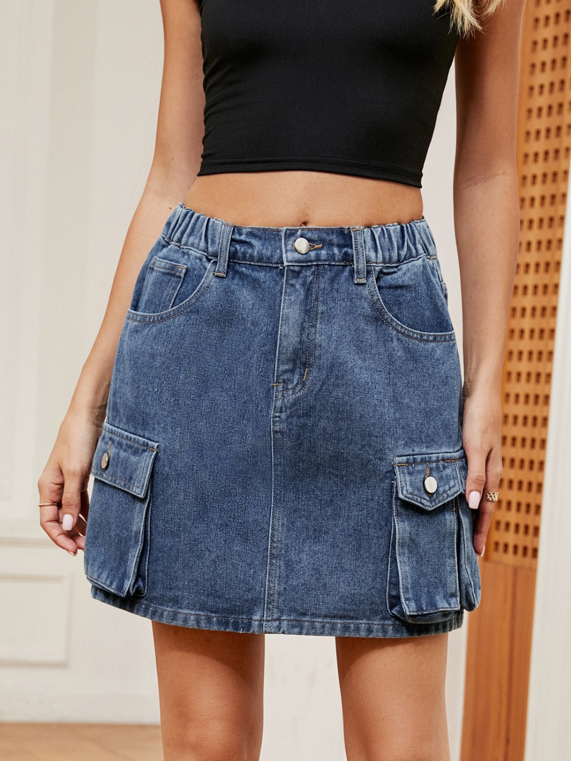 High Waist Denim Skirt  Sunset and Swim Peacock  Blue S 