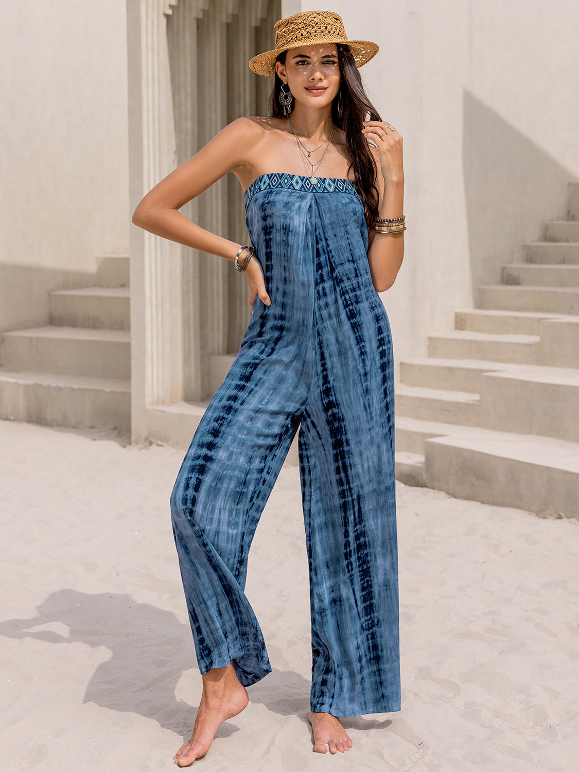 Tied Tube Wide Leg Jumpsuit Sunset and Swim   