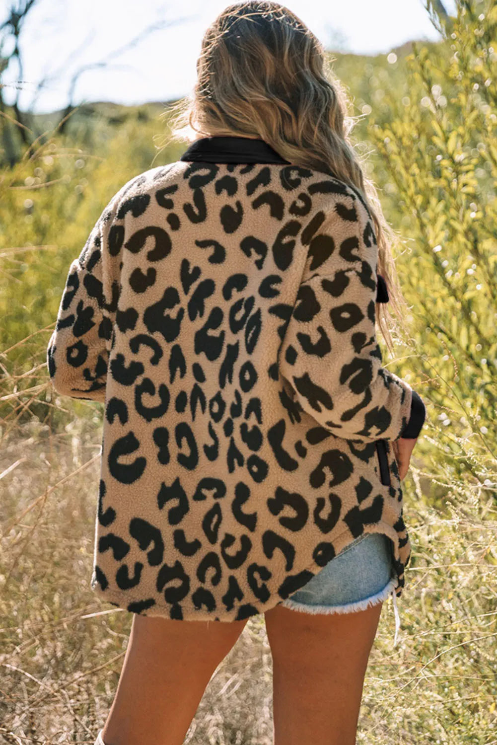 Leopard Button Up Long Sleeve Jacket Sunset and Swim   