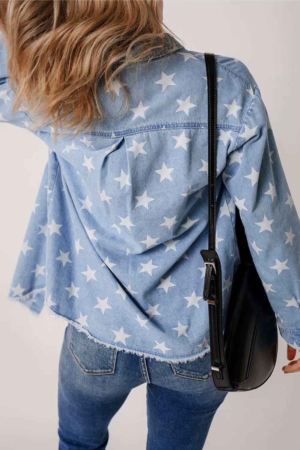 Star Button Up Long Sleeve Denim Jacket Sunset and Swim   