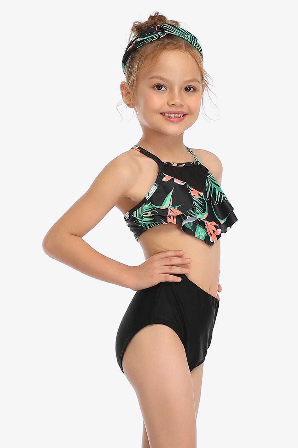 Sunset Vacation  Botanical Print Ruffled Two-Piece Swim Set I Kids Swimwear  Sunset and Swim   