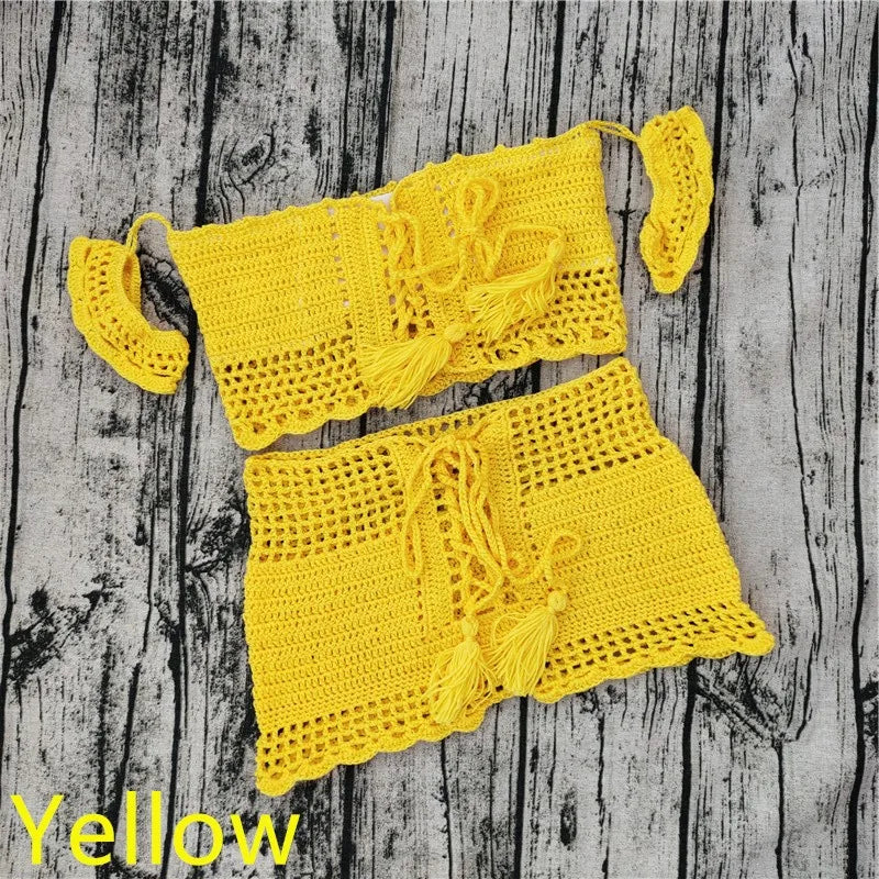 Ibiza Crochet Bikini Sunset and Swim Yellow S 