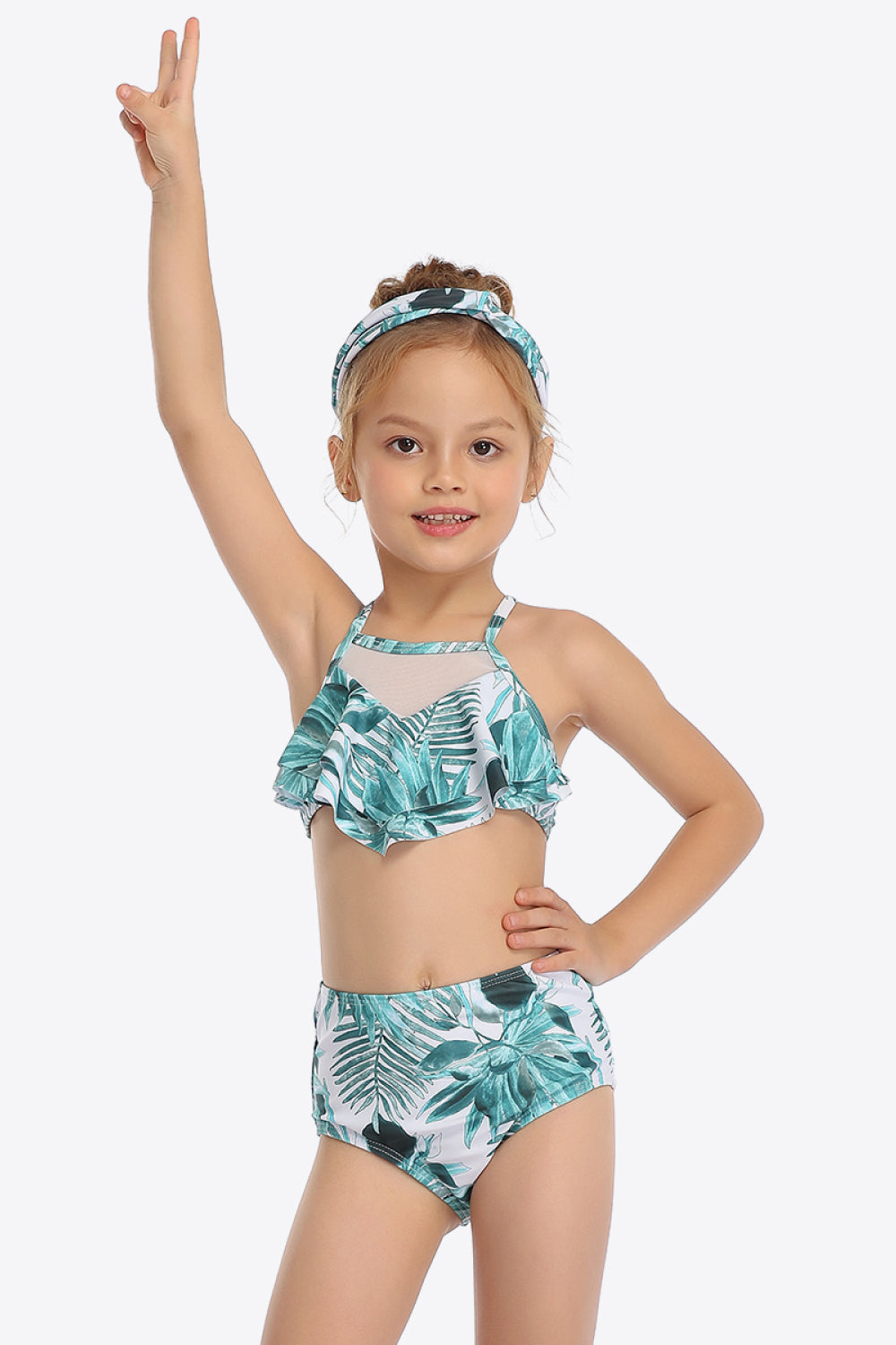 Sunset Vacation  Botanical Print Ruffled Two-Piece Swim Set I Kids Swimwear Sunset and Swim   