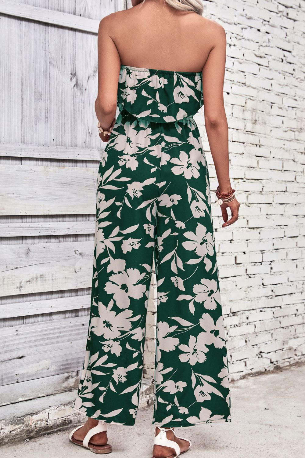 Floral Strapless Wide Leg Jumpsuit  Sunset and Swim   