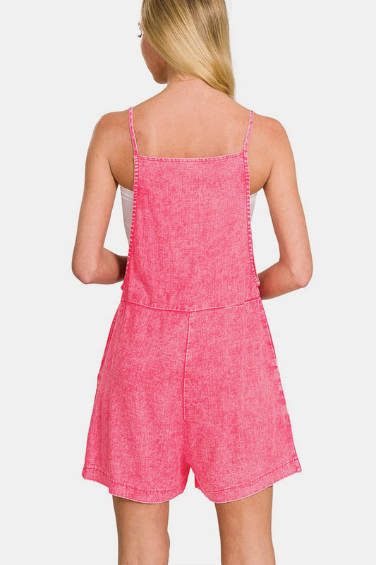 Sunset and Swim  Washed Linen Knot Strap Rompers Sunset and Swim   