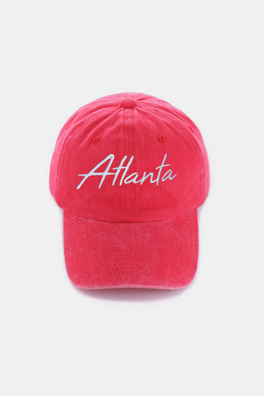 Zenana Washed ATLANTA Embroidered Baseball Cap Sunset and Swim Atlanta Red One Size 