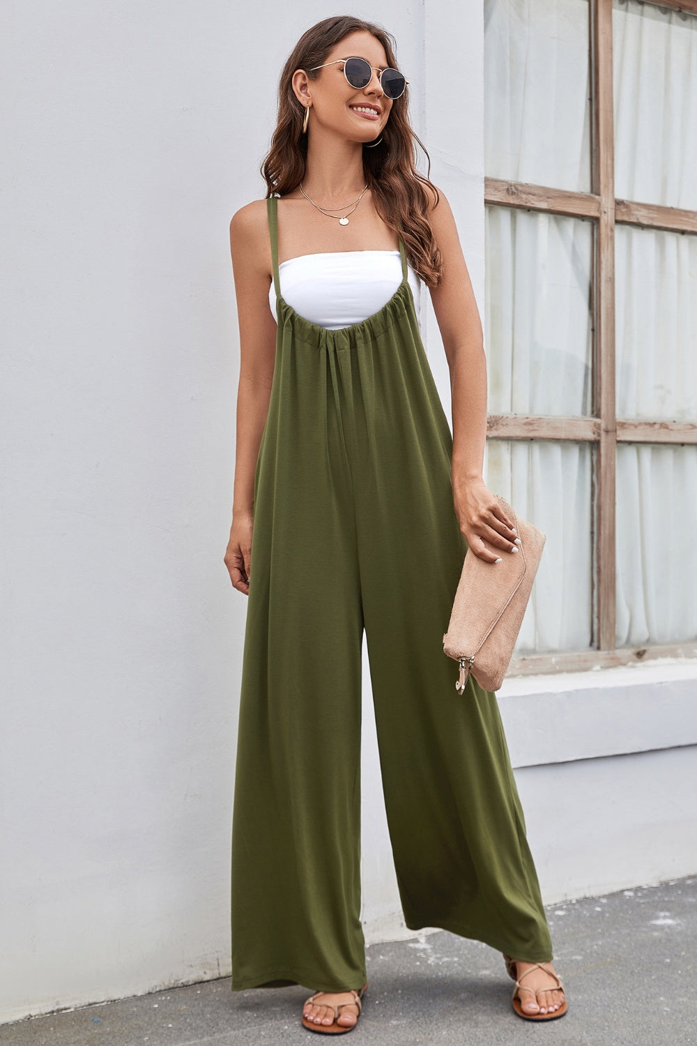 Sunset and Swim Tied Spaghetti Strap Wide Leg Jumpsuit Sunset and Swim   