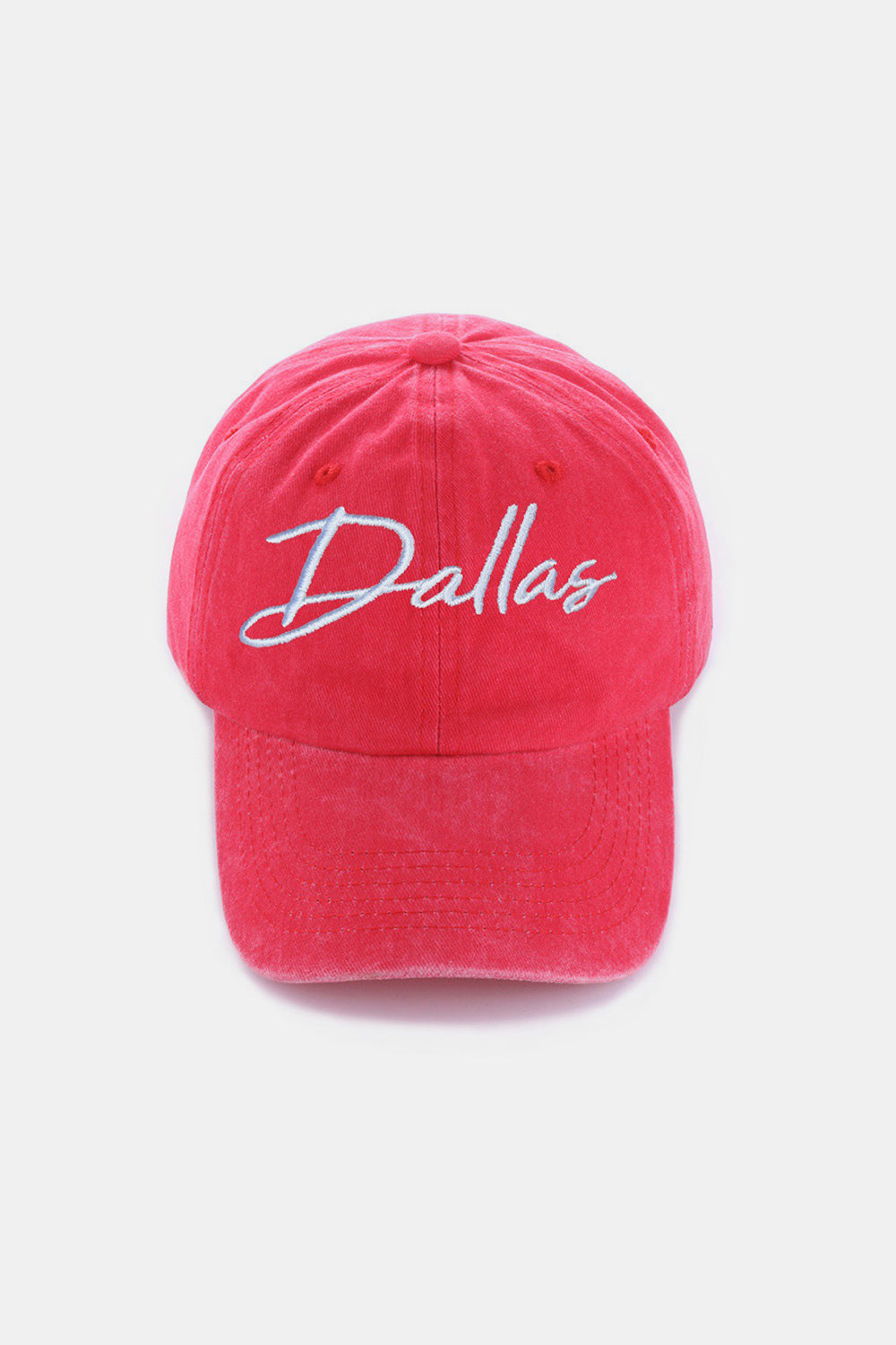 Zenana Washed DALLAS Embroidered Baseball Cap Sunset and Swim Dallas Red One Size 