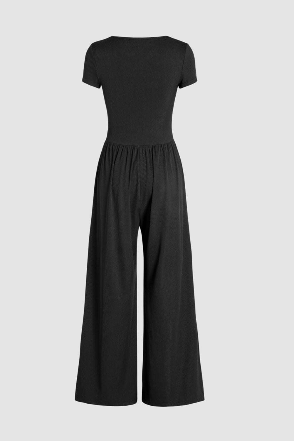 Square Neck Short Sleeve Wide Leg Jumpsuit Sunset and Swim   