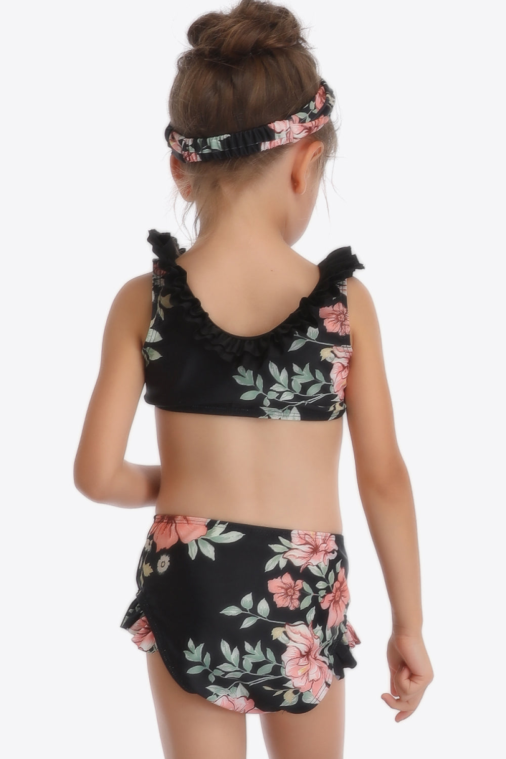 Sunset Vacation  Floral Ruffled Sleeveless Two-Piece Swim Set I Kids Swimwear Sunset and Swim   