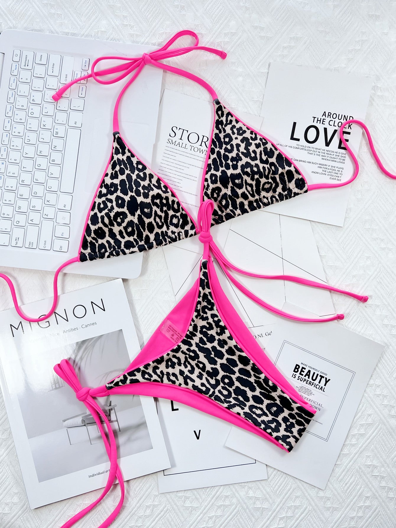 Leopard Print Halter Neck Tie Side Bikini Set  Sunset and Swim   