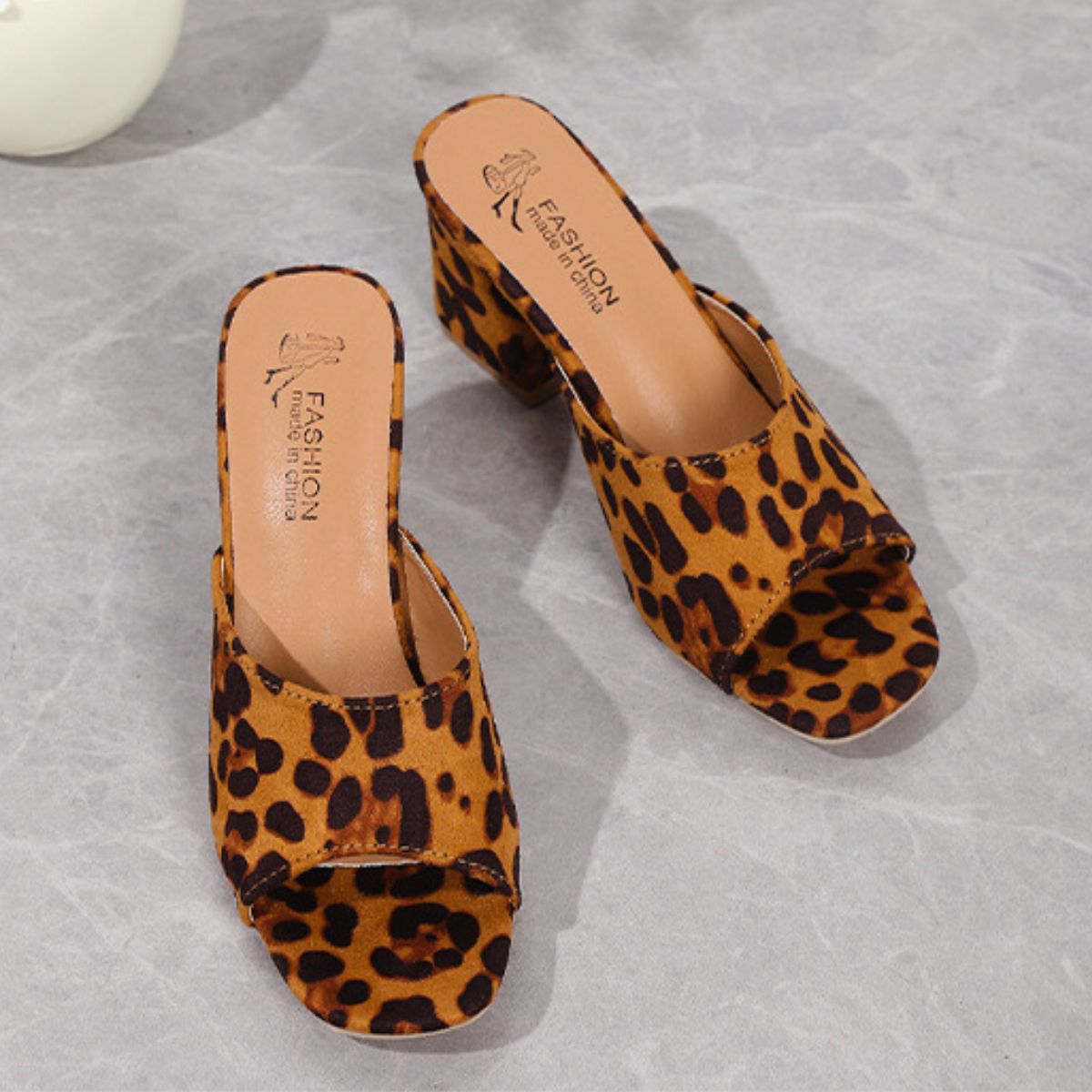 Leopard Block Heel Suede Sandals Sunset and Swim   