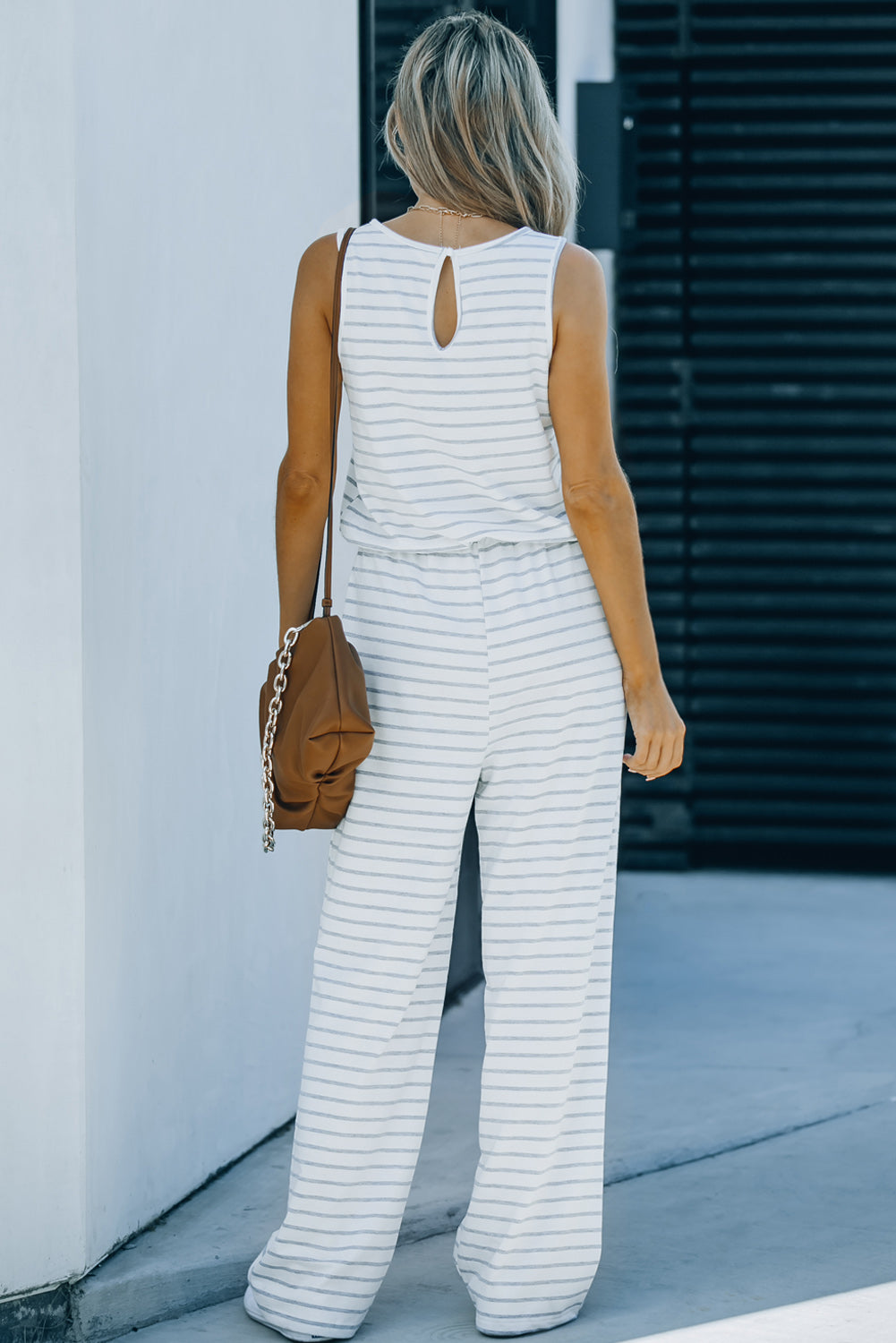 Sunset and Swim Striped Sleeveless Jumpsuit with Pockets Sunset and Swim   