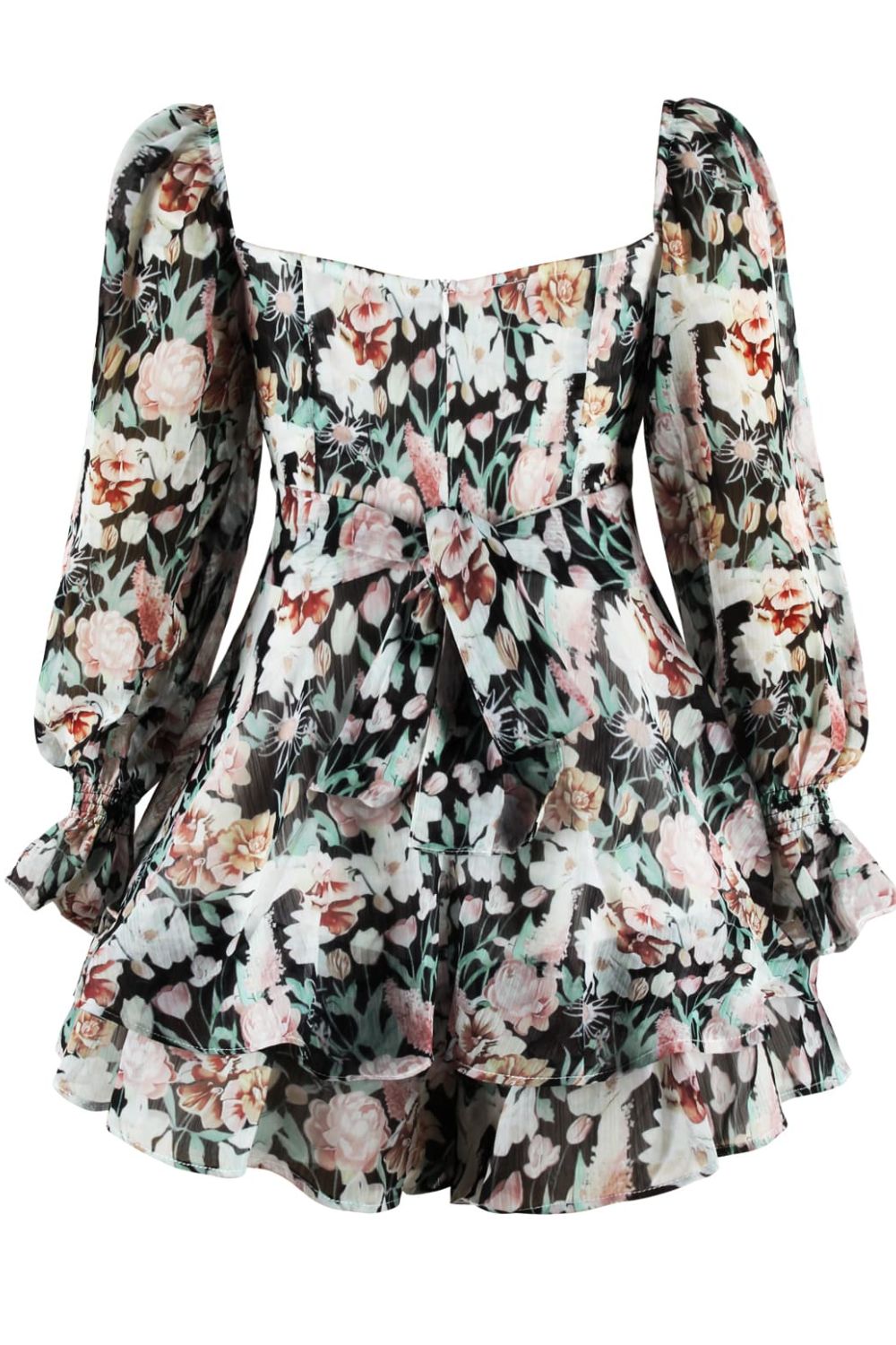 Floral Sweetheart Neck Flounce Sleeve Romper Sunset and Swim   