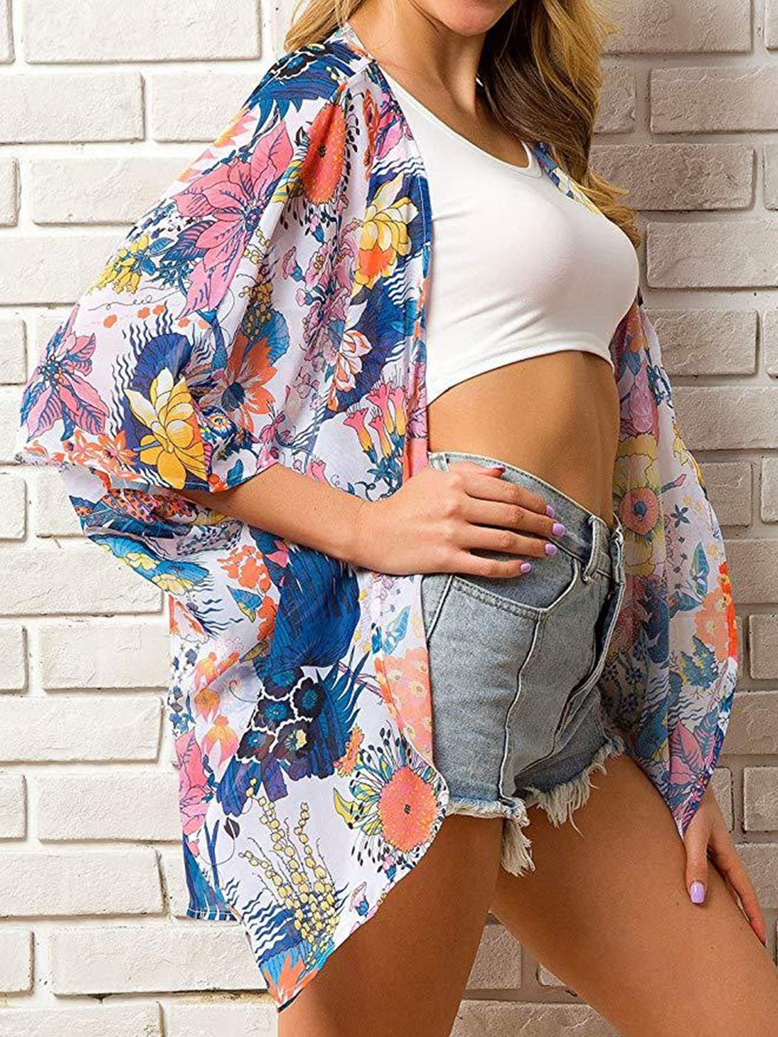 Sunset Vacation  Open Front Half Sleeve Cover-Up  Sunset and Swim   