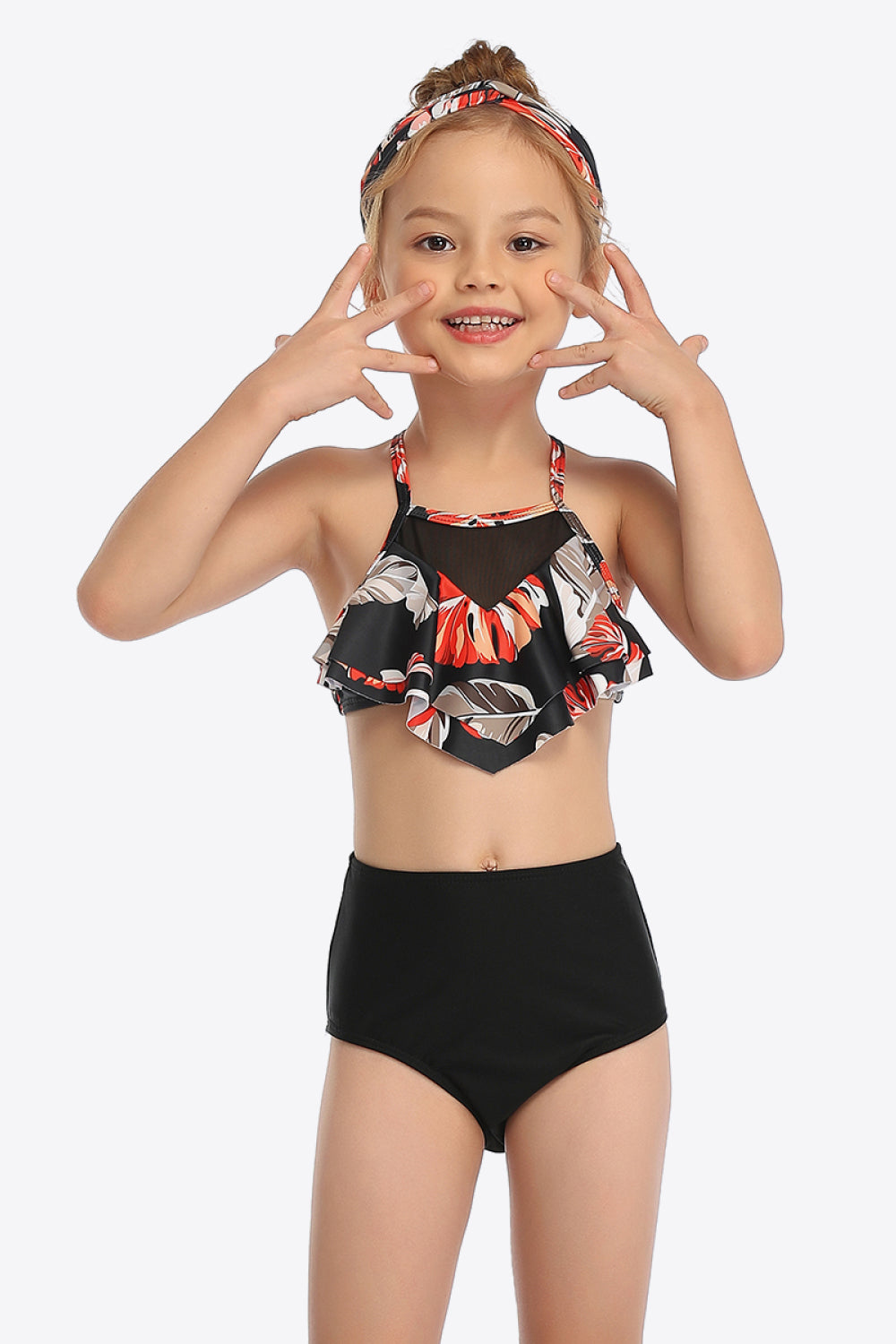 Sunset Vacation  Botanical Print Ruffled Two-Piece Swim Set I Kids Swimwear Sunset and Swim   