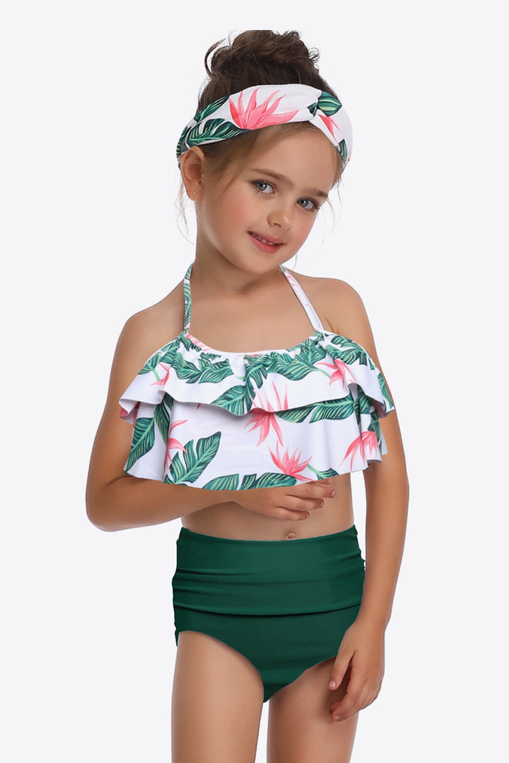 Sunset Vacation  Printed Layered Halter Neck Two-Piece Swim Set I Kids Swimwear  Sunset and Swim   