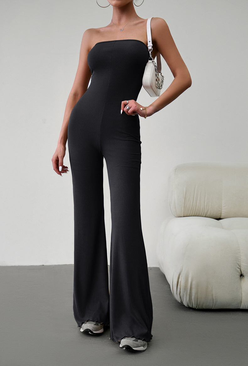 Strapless Lace-Up Jumpsuit  Sunset and Swim Black S 