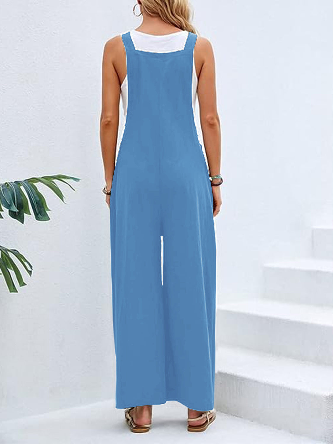 Full Size Wide Leg Overalls with Pockets Sunset and Swim   