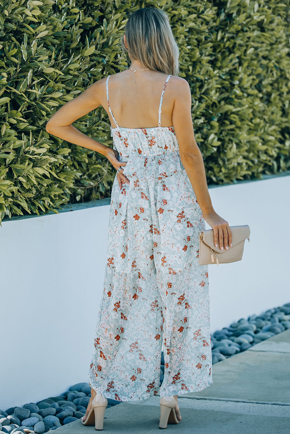 Sunset and Swim Printed Tied Spaghetti Strap Jumpsuit Sunset and Swim   