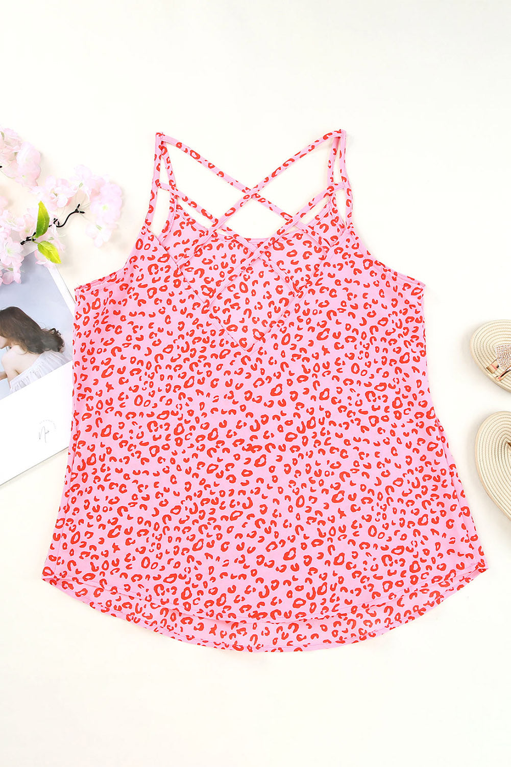 Cutout Leopard Round Neck Tank Sunset and Swim   