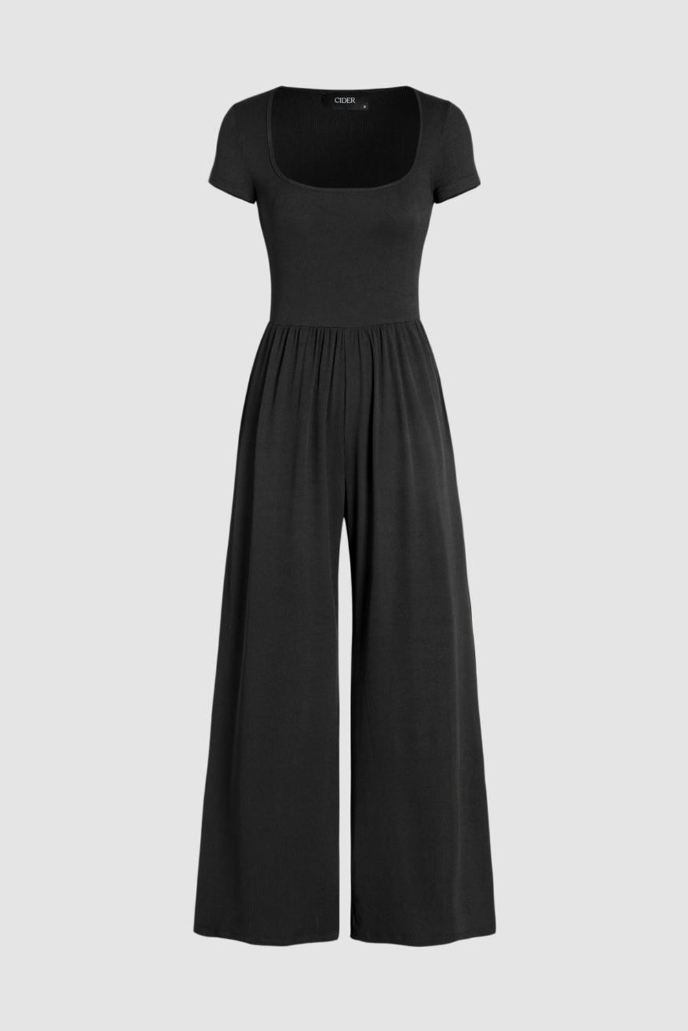 Square Neck Short Sleeve Wide Leg Jumpsuit Sunset and Swim   