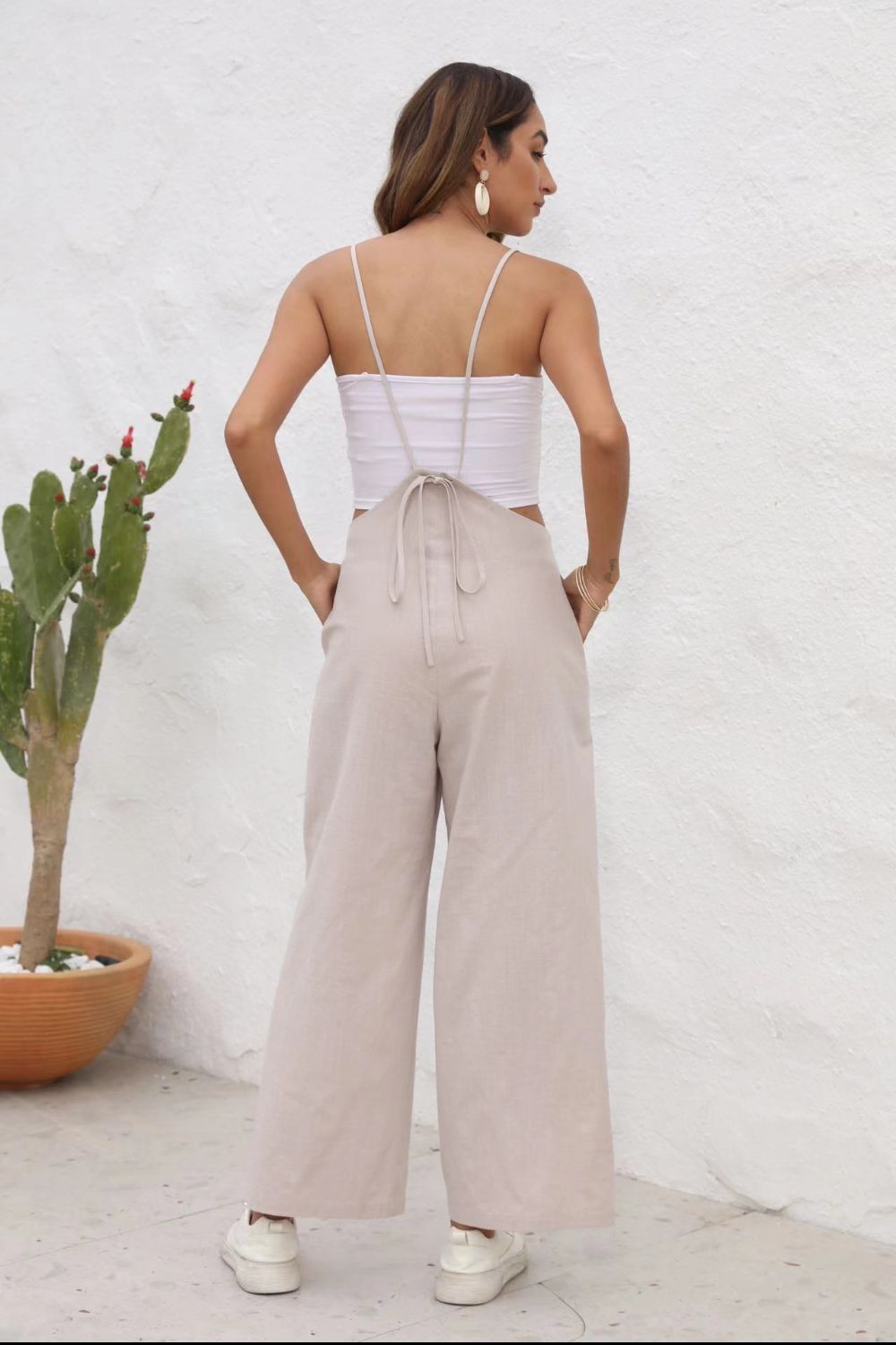 Sunset and Swim  Tie Back Sleeveless Wide Leg Jumpsuit Sunset and Swim   