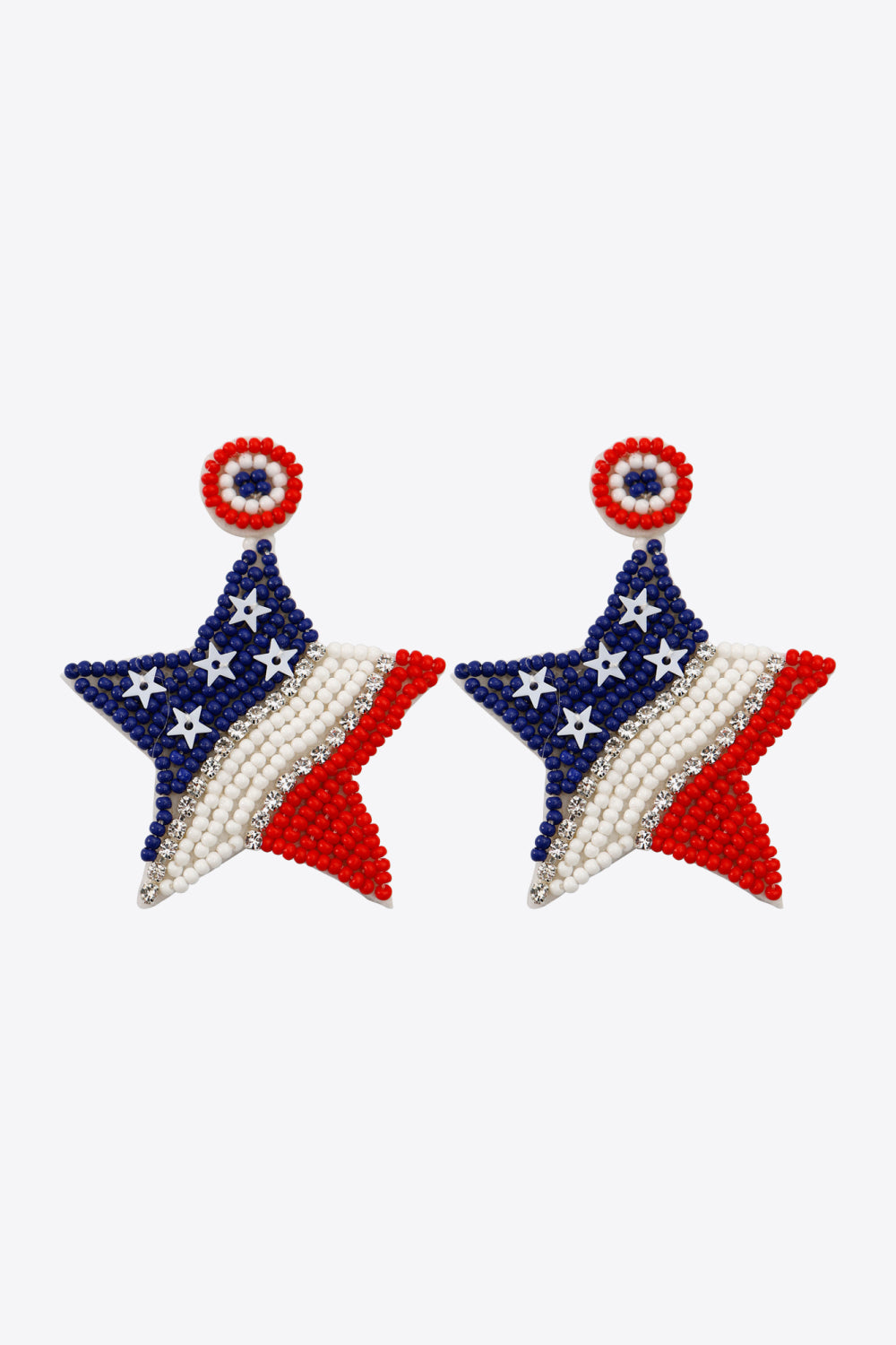 US Flag Beaded Star Earrings Sunset and Swim Multicolor One Size 