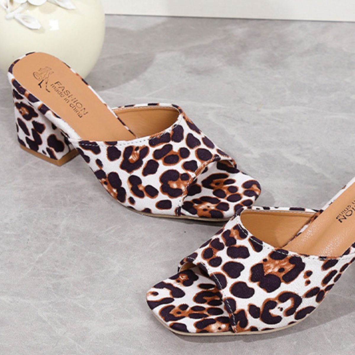 Leopard Block Heel Suede Sandals Sunset and Swim   