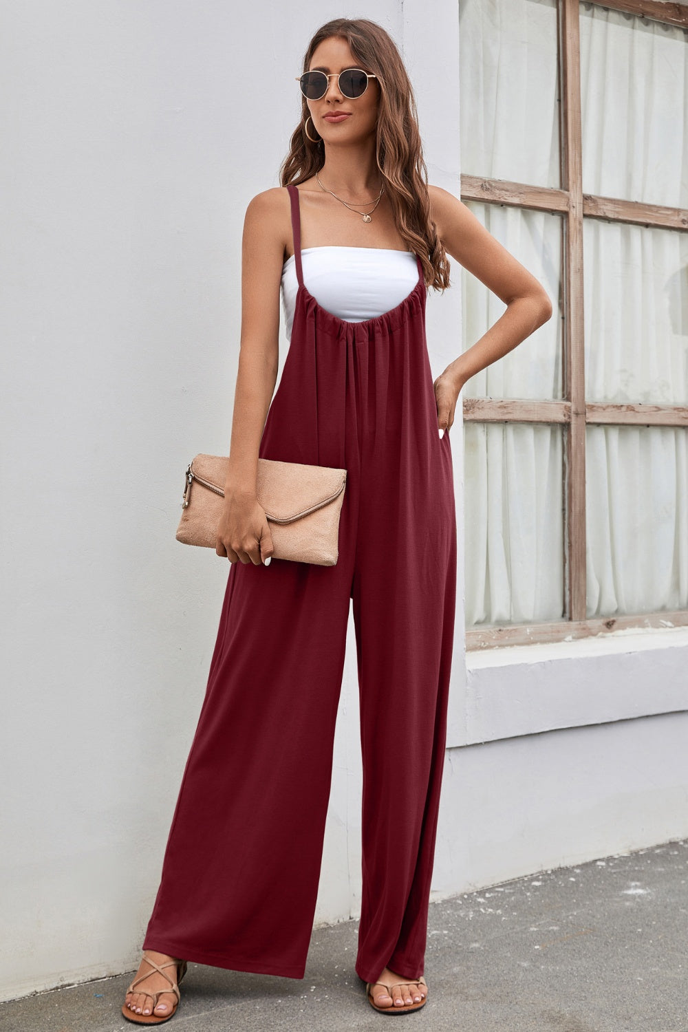 Sunset and Swim Tied Spaghetti Strap Wide Leg Jumpsuit Sunset and Swim   