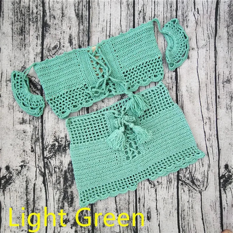 Ibiza Crochet Bikini Sunset and Swim Light Green S 