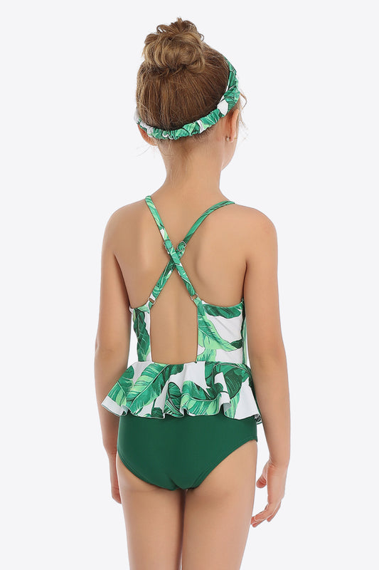 Sunset Vacation  Printed Bow Detail Ruffled One-Piece Swimsuit I Kids Swimwear  Sunset and Swim   