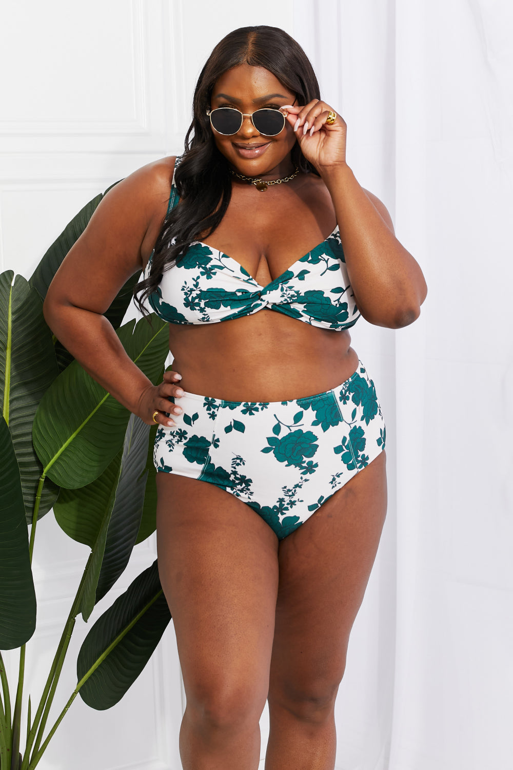 Marina West Swim Take A Dip Twist High-Rise Bikini in Forest Sunset and Swim   