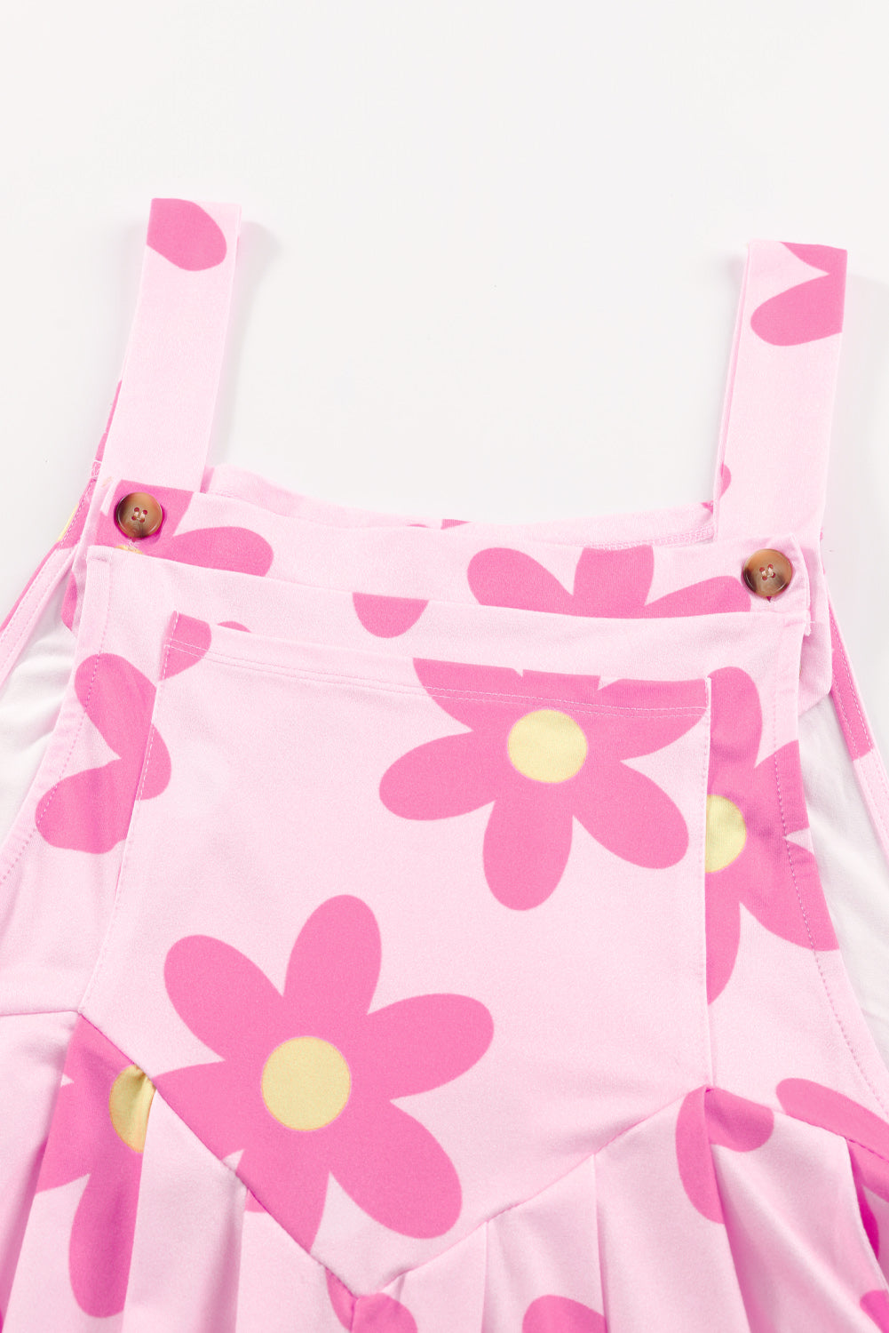 Pocketed Flower Wide Strap Overall Sunset and Swim   