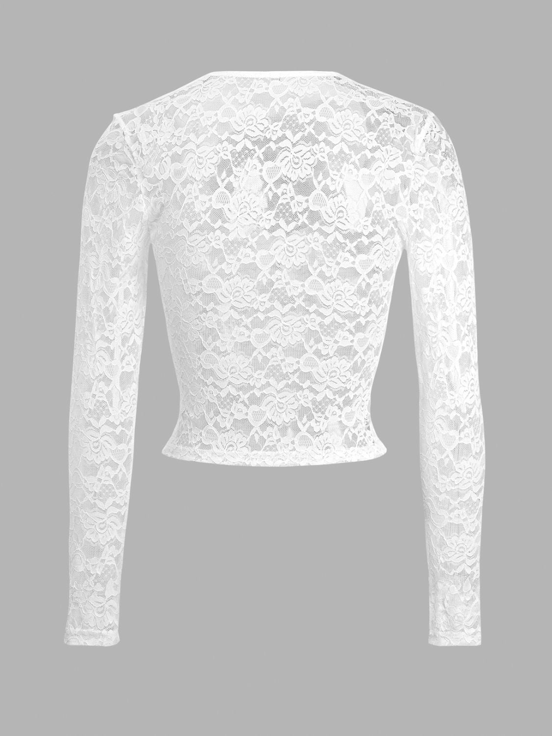 Devine Scoop Neck Long Sleeve Lace Top Sunset and Swim   