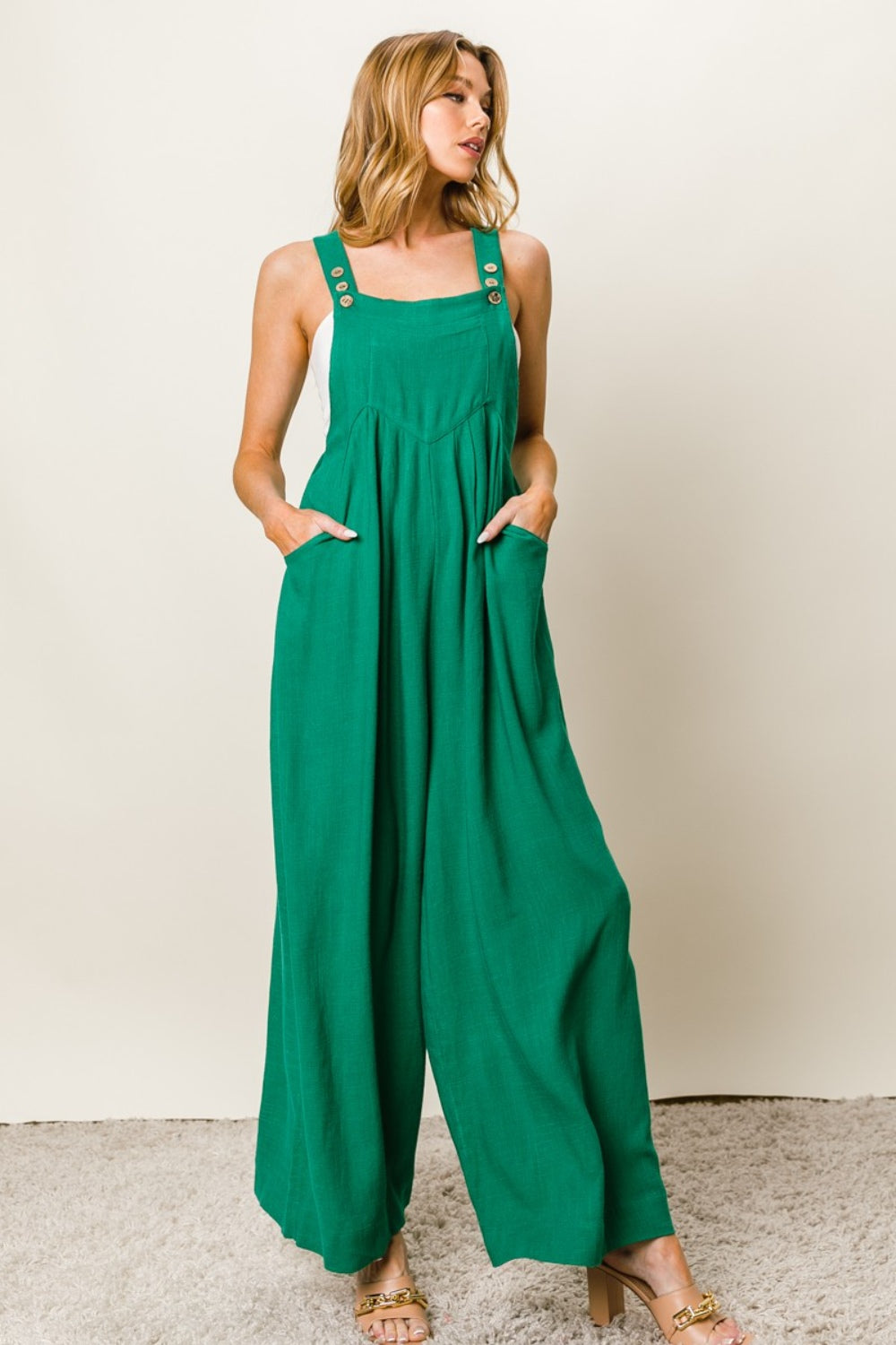 Sunset and Swim  Texture Sleeveless Wide Leg Jumpsuit Sunset and Swim   